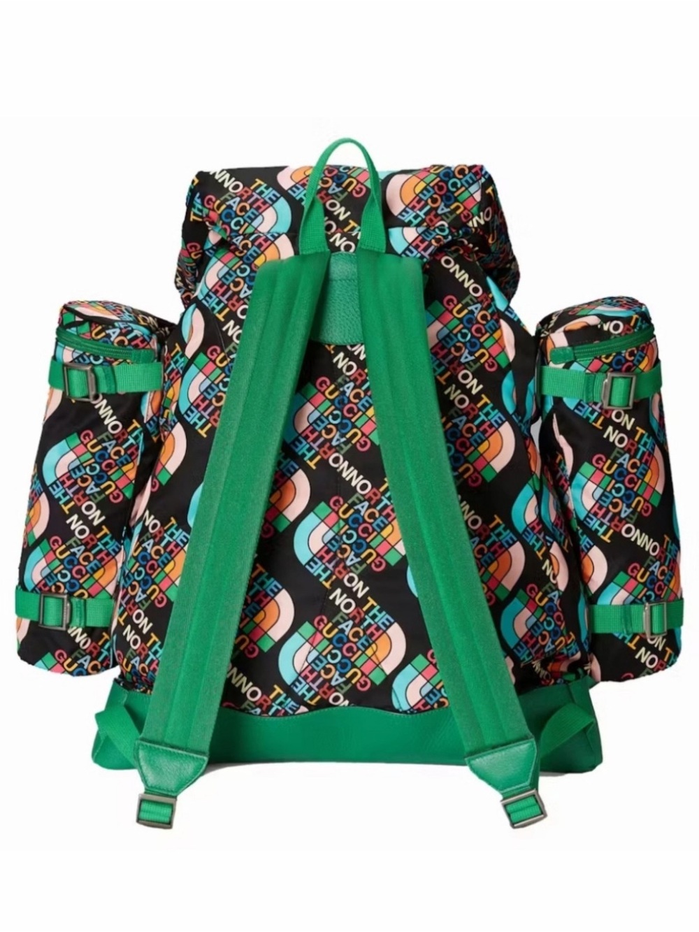 Gucci Multicolor Logo Print Backpack with Green Trim - Picture 2 of 16